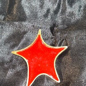 Castlecliff Red Star Brooch with Gold Trim